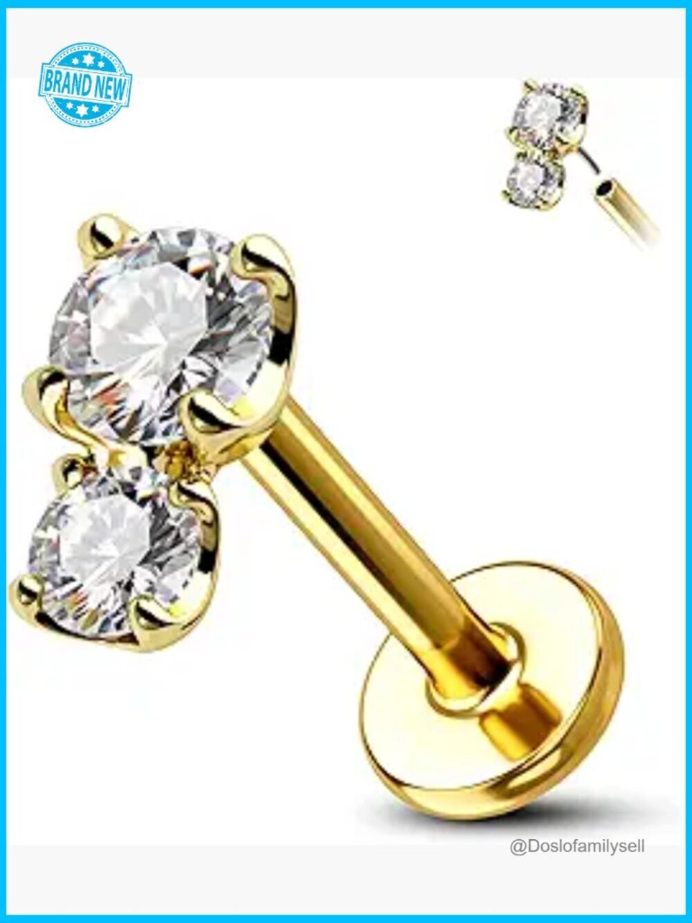 14K Gold Cartilage Stud Earring Threadless Helix Tragus Conch Piercing Jewelry